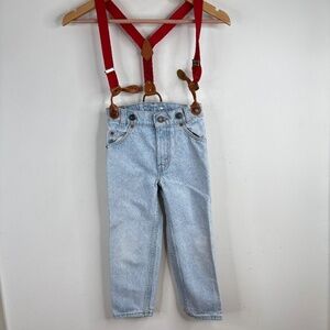 Vintage 80s Little Levis Suspender Jeans 5 Orange Tab Light Wash Retro Wedding